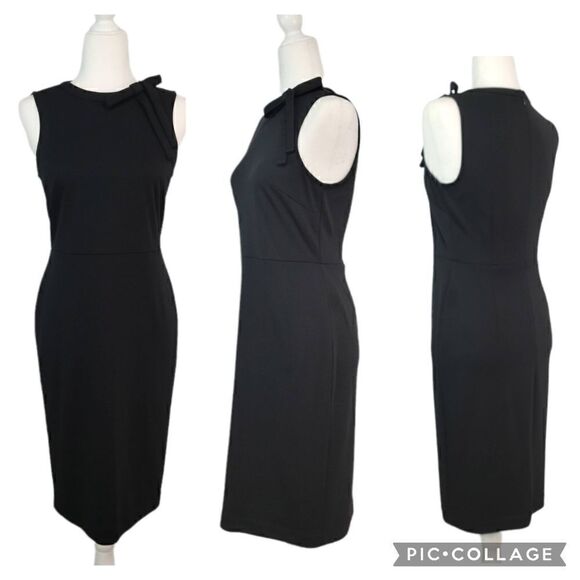 Ann Taylor Factory Dresses & Skirts - Ann Taylor Bow Round Neck Career Sleeveless Black Midi Dress Size 0 Business